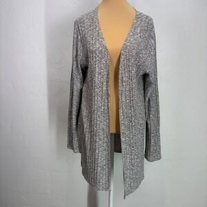 Vanity Midi Long Sleeve Open Woman's Cardigan Size XL Grey Cozy Casual Versatile